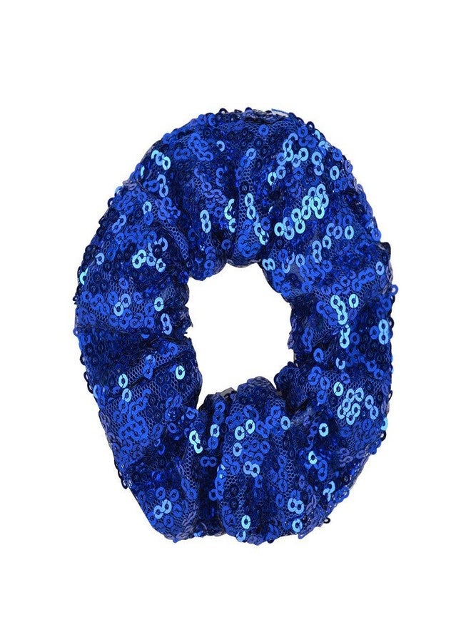 Jeffan 12 Pcs Sequin Hair Scrunchies Hair Bobbles Metallic Elastics Ponytail Holders Hair Wrist Ties Bands Cloth Scrunchies for Show Gym Dance Party Club Girl Women (Blue) - Image 3